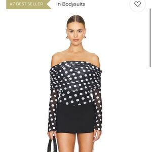 AFRM Maxine polka dot off-shoulder bodysuit